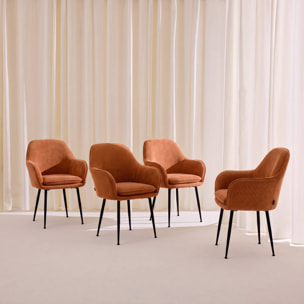 Fauteuil velours côtelé et pieds métal (lot de 4) SHELLA