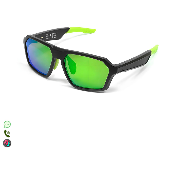 Occhiali sportivi intelligenti QY PRO 5. Assistente vocale intelligente, traduzione in tempo reale di oltre 100 lingue, controllo della musica/chiamate e lenti UV400.