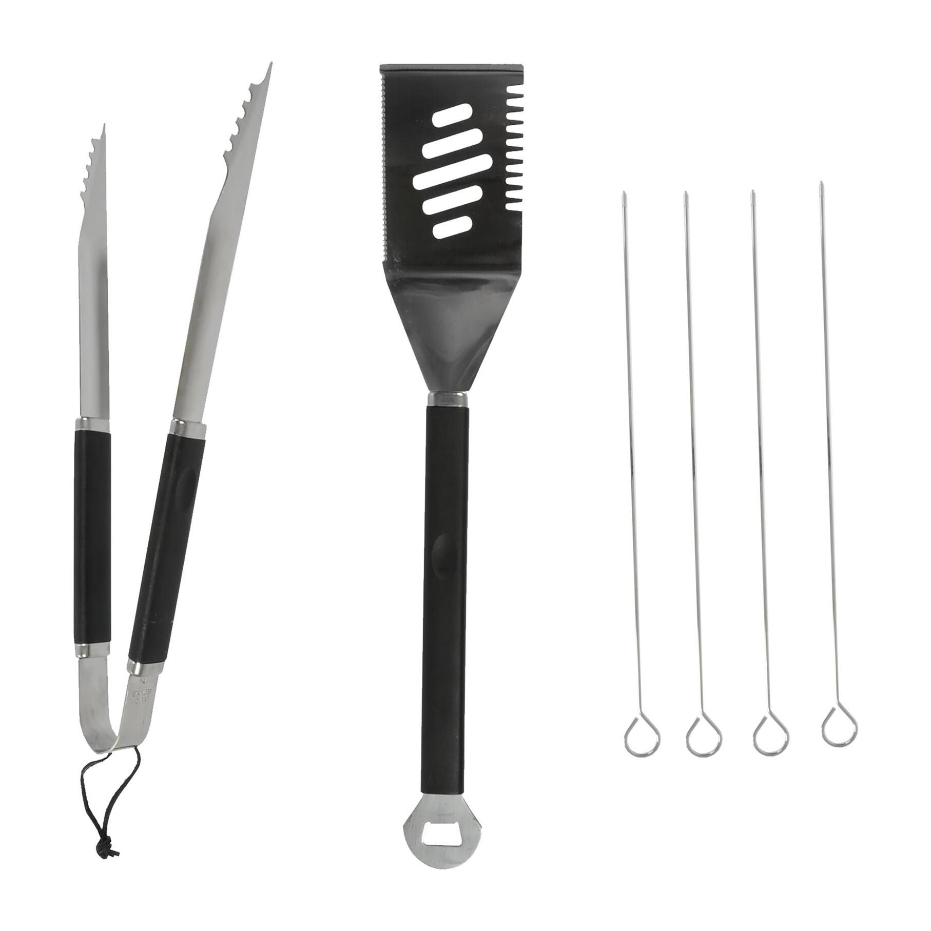 Set De Utensilios Para Barbacoa 6 Piezas De Acero Inoxidable 46,5 Cm Con Pinzas, Espátula Y Pinchos Para Brochetas