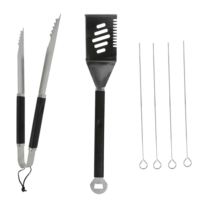 Set De Utensilios Para Barbacoa 6 Piezas De Acero Inoxidable 46,5 Cm Con Pinzas, Espátula Y Pinchos Para Brochetas