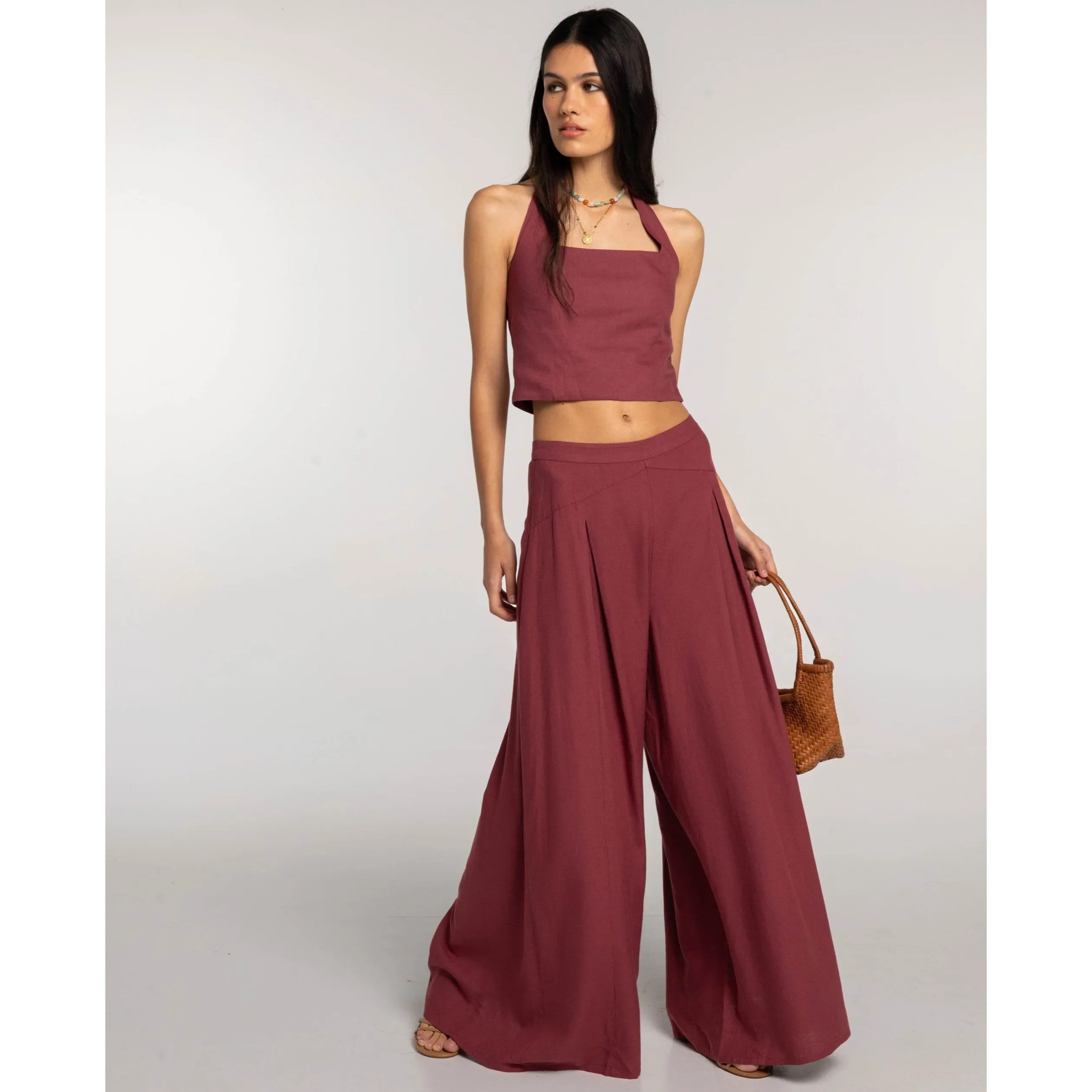 Top halter con lazada al cuello de mujer