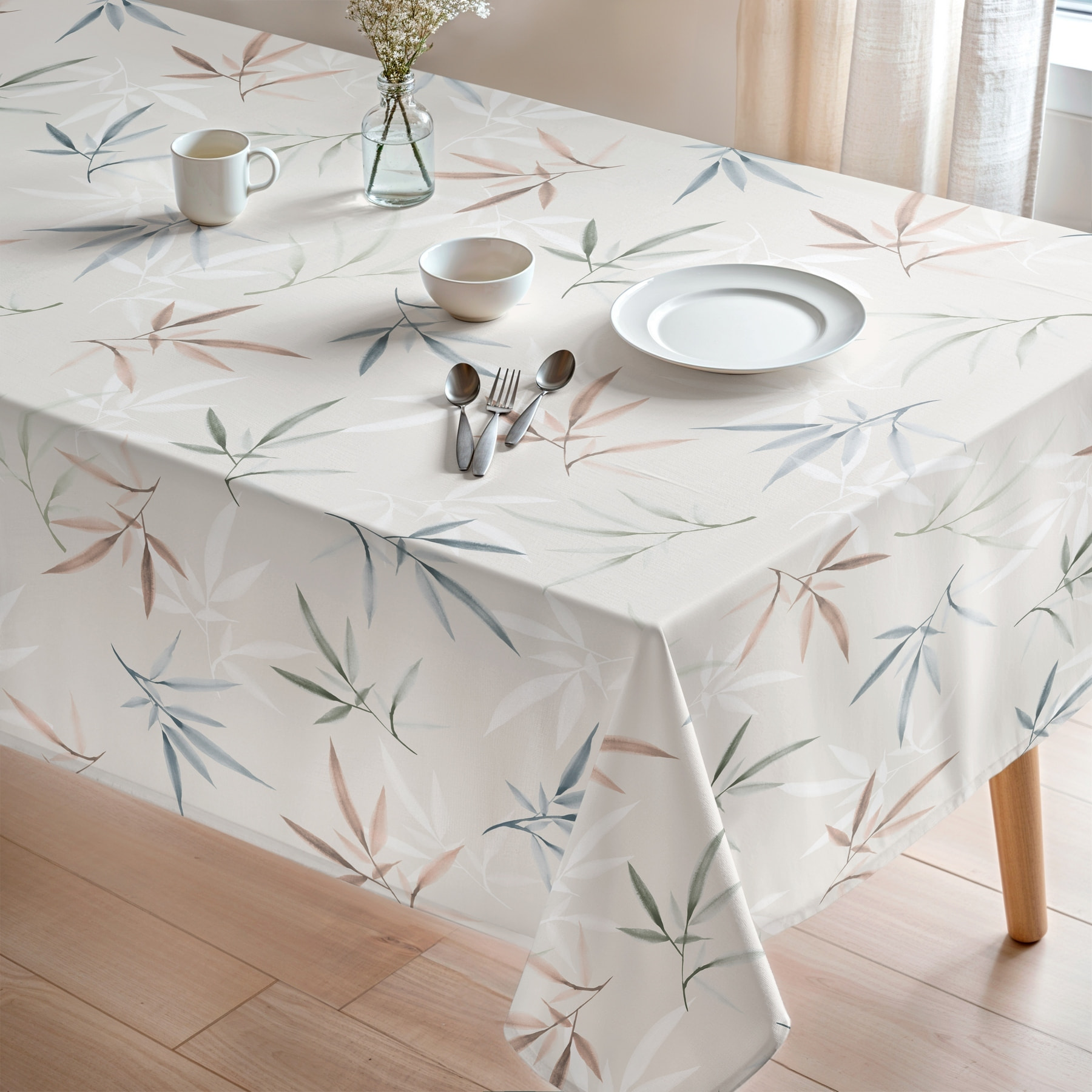 Nappe imprimée anti-tâches FELICITY BEIGE