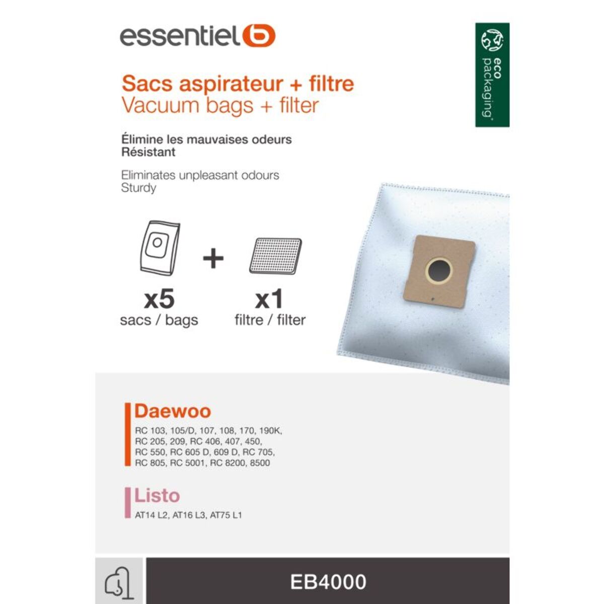 Sac aspirateur ESSENTIELB EB4000