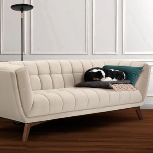 Canapé 3 places en velours beige - Mona