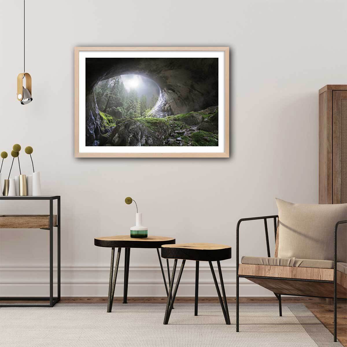 Affiche coup d'oeil au paradis Affiche sous cadre bois