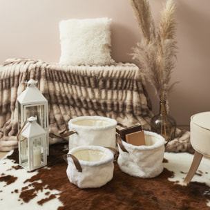 Panier Effet Fourrure Avec Poignee X3