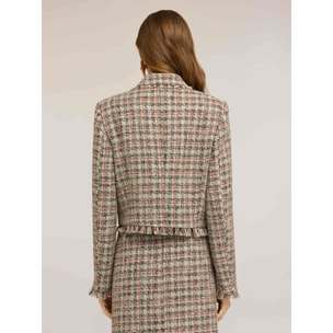 Motivi - Chaqueta corta en bouclé con flecos y broche - Beige