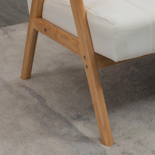 Sofá de 2 Plazas Moderno Sofá de Salón Decorativo Tapizado en Poliéster con Asiento Acolchado y Patas de Madera para Dormitorio Carga 200 kg 126x74x82 cm Crema