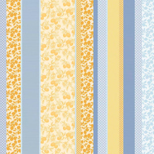 Nappe pur coton enduit 220 g/m² motif jacquard bleu jaune Mille citrons provence