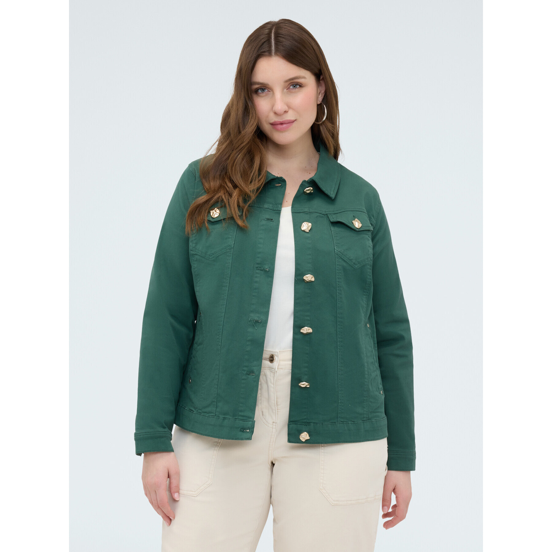 Fiorella Rubino - Giacca denim con bottoni decorativi - Verde