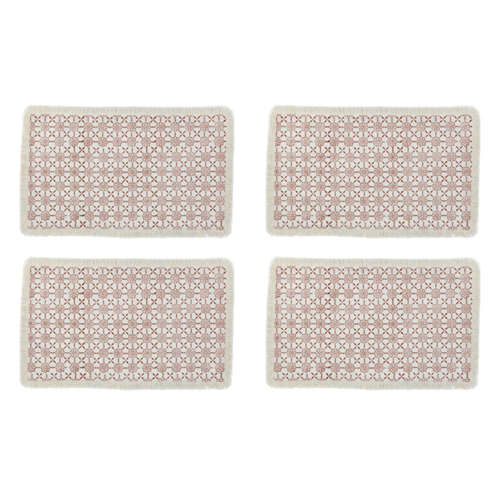 Lot de 4 sets de table en coton terracotta avec franges  BOHEME