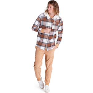 Camicia da uomo in flanella con cappuccio Earth Tones