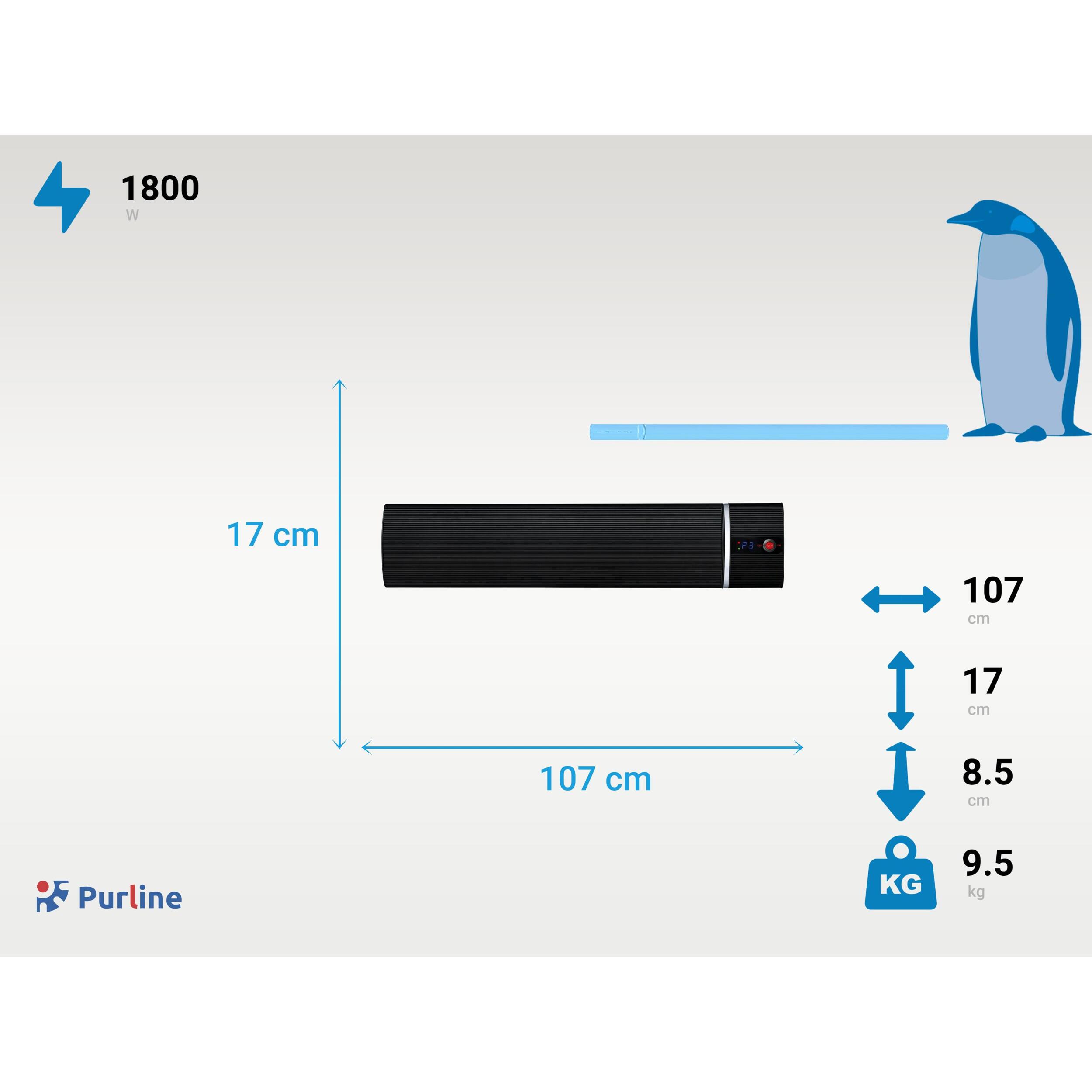 Calefactor infrarrojo exterior 1800W HEATY EX BLACK PURLINE