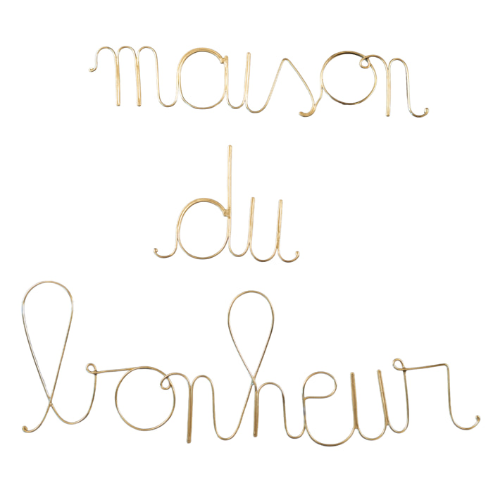 Mot fil de laiton 'MAISON DU BONHEUR' - Doré Vieilli