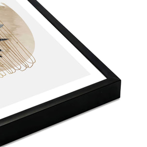 Affiche encadrée feuille abstraite tons neutres Affiche + cadre en métal - Noir