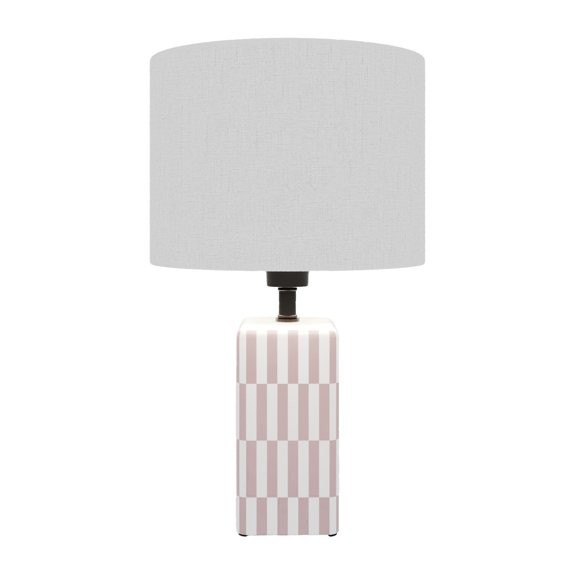 Lampe à poser Manet – céramique rose poudré et lin naturel