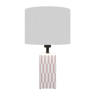 Lampe à poser Manet – céramique rose poudré et lin naturel