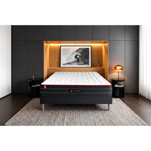 Ensemble - Matelas Hybride 26cm d'épaisseur - 7 zones de confort - Confort équilibré - Sommier tapissier en kit - 1 place