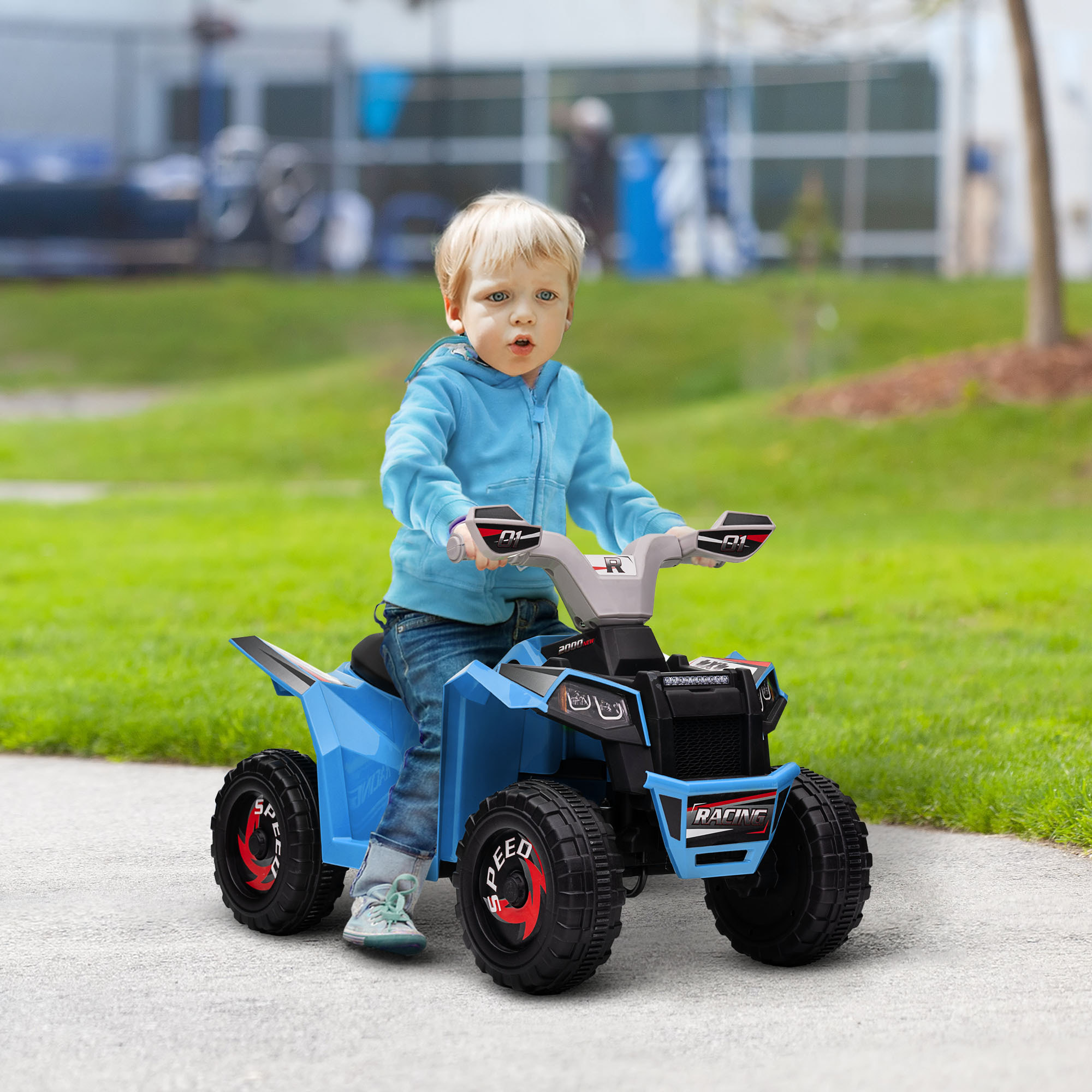 Quad Eléctrico para Niños de 18-36 Meses Vehículo Eléctrico a Batería 6V con Avance y Retroceso Velocidad de 2,5 km/h 70x41,5x48,5 cm Azul
