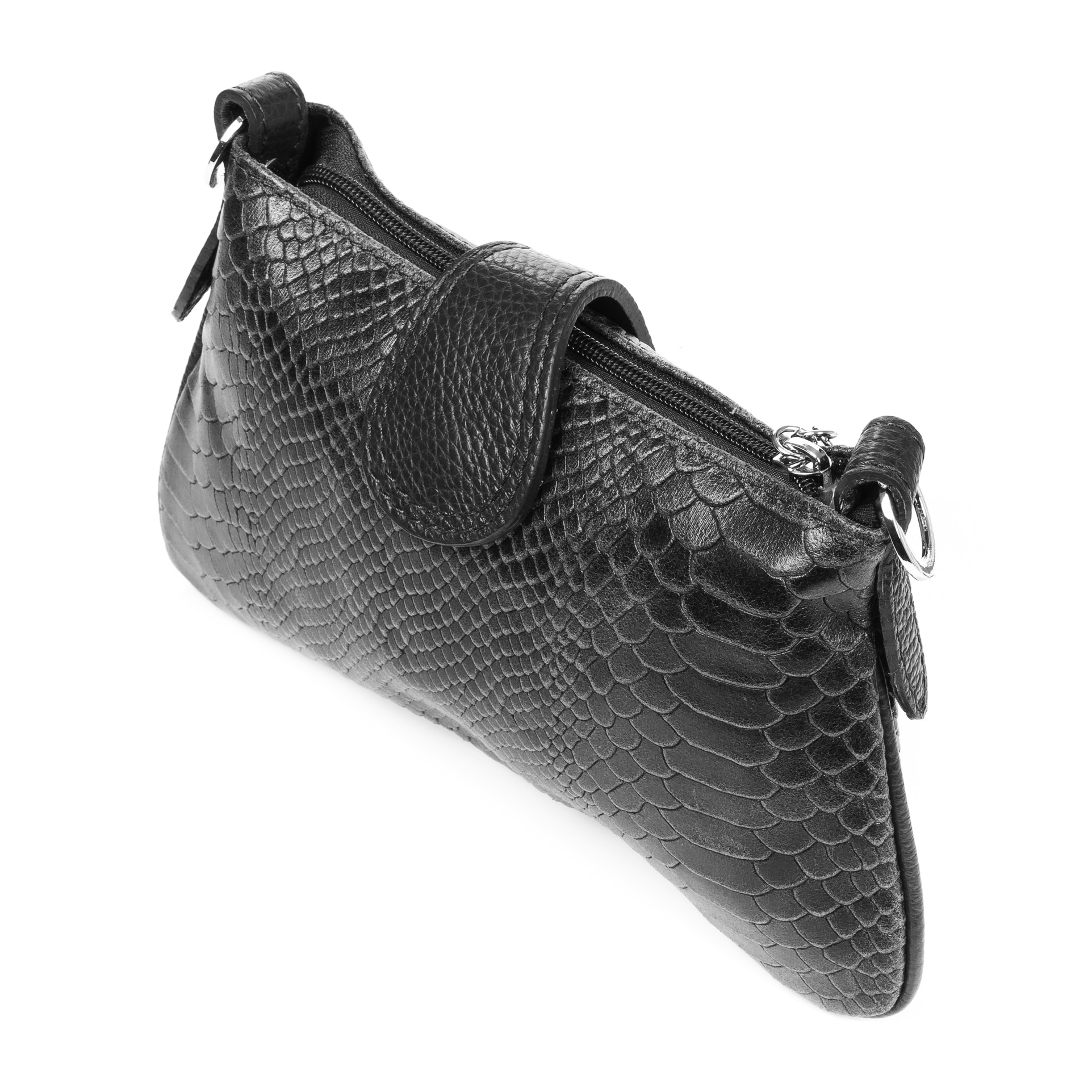 FIRENZE ARTEGIANI Allerona Borsa a Mano da Donna. Vera Pelle Scamosciata Incisione Serpente Made in Italy 24x2x14 Cm. Colore nero