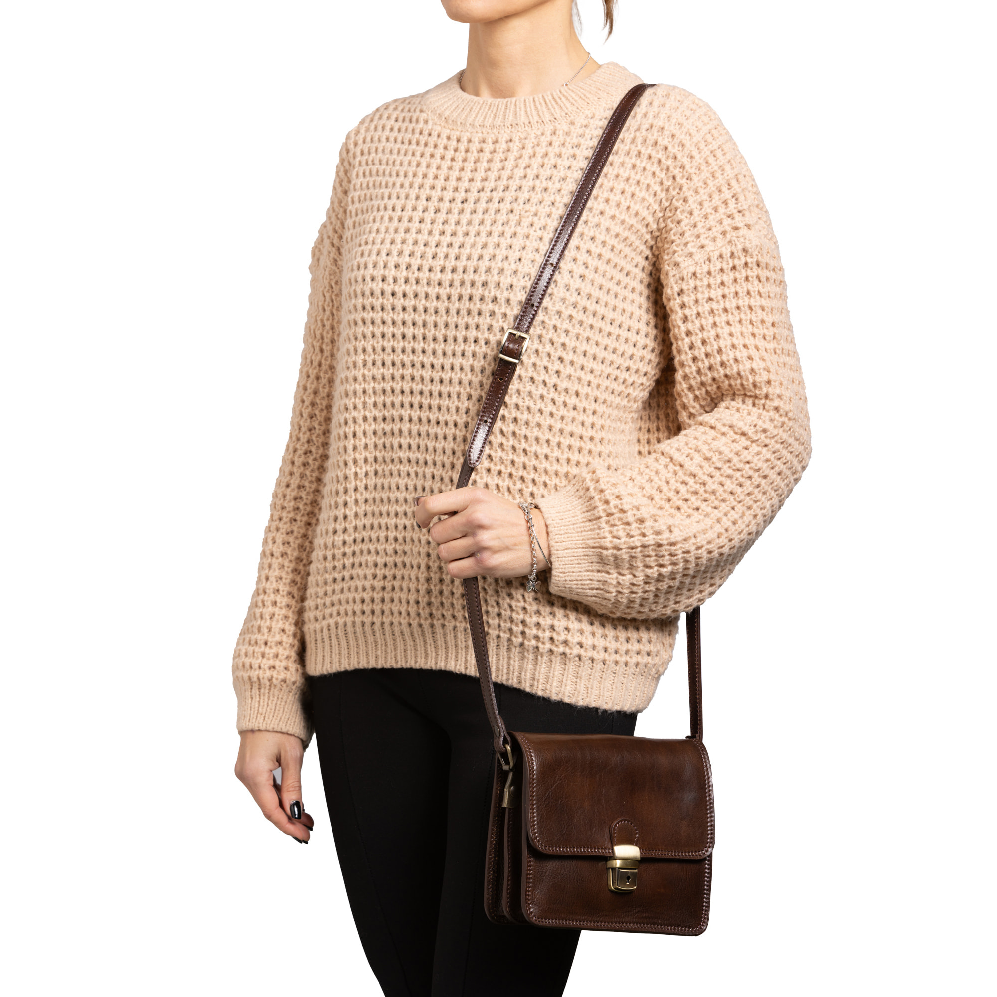 Borsa a tracolla  da donna In Vera pelle Made in Italy 20x16x7 cm