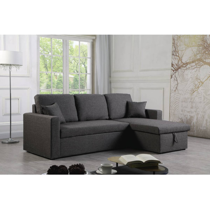 Canapé d'angle convertible/ réversible avec coffre "Alain" - 3 places - Gris