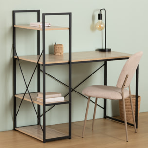 Bureau avec étagères "Aliaj" effet chêne naturel