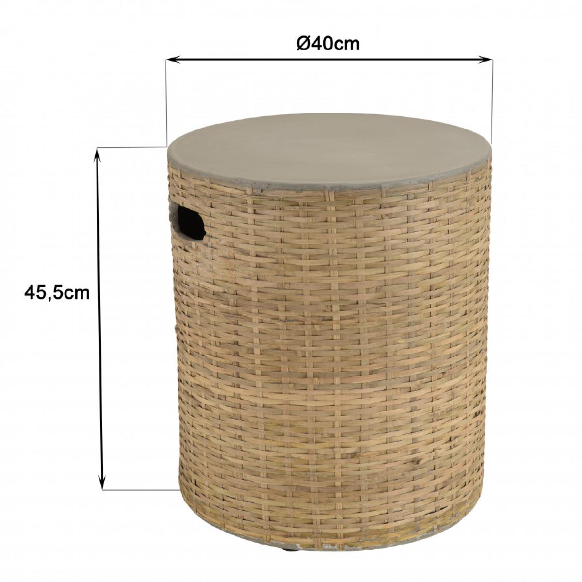 HANS - Table d'appoint ronde plateau en béton socle en bambou naturel
