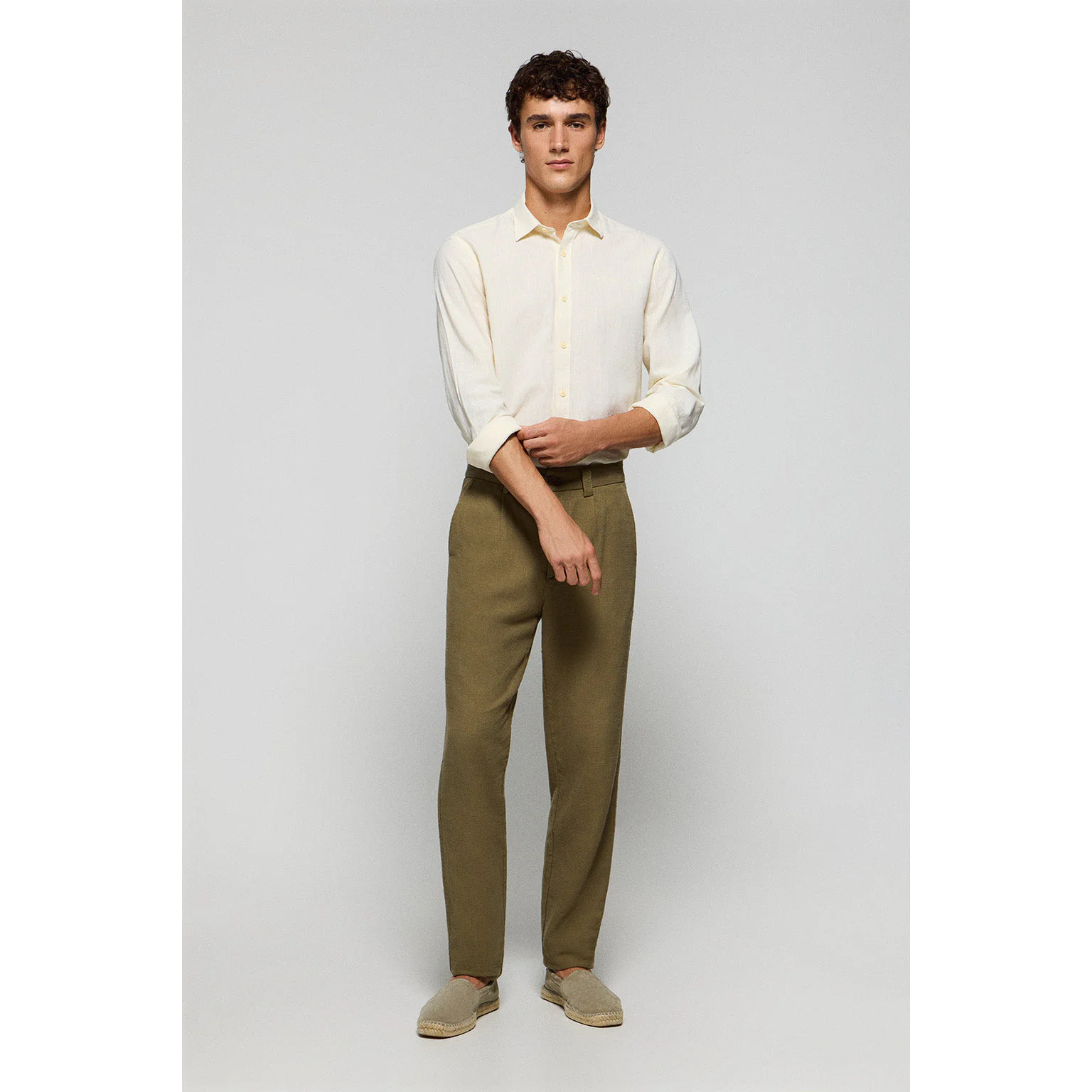 Pantaloni Cuba in lino e cotone verde cachi con dettagli ricamati Polo Club