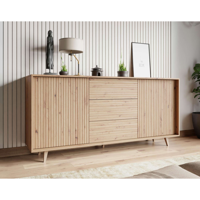 Diego - buffet - effet bois - 3 tiroirs et 2 portes - 180 cm - Bois