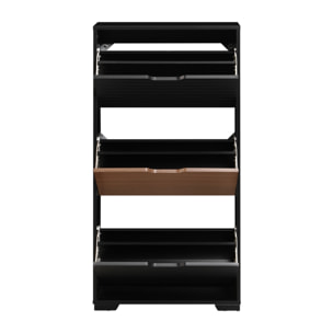 Scarpiera in legno con 3 ante a ribalta noce e nero 63x26x125 cm – Toledo