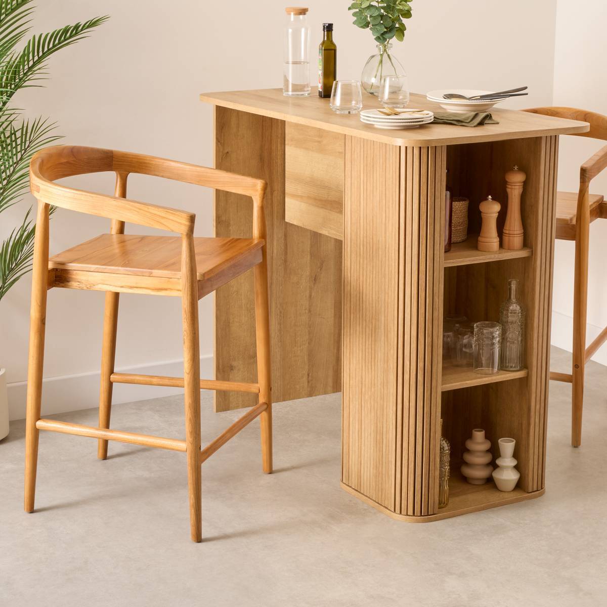 Lot de 2 tabourets de bar Miyako marron 56x55,5cm