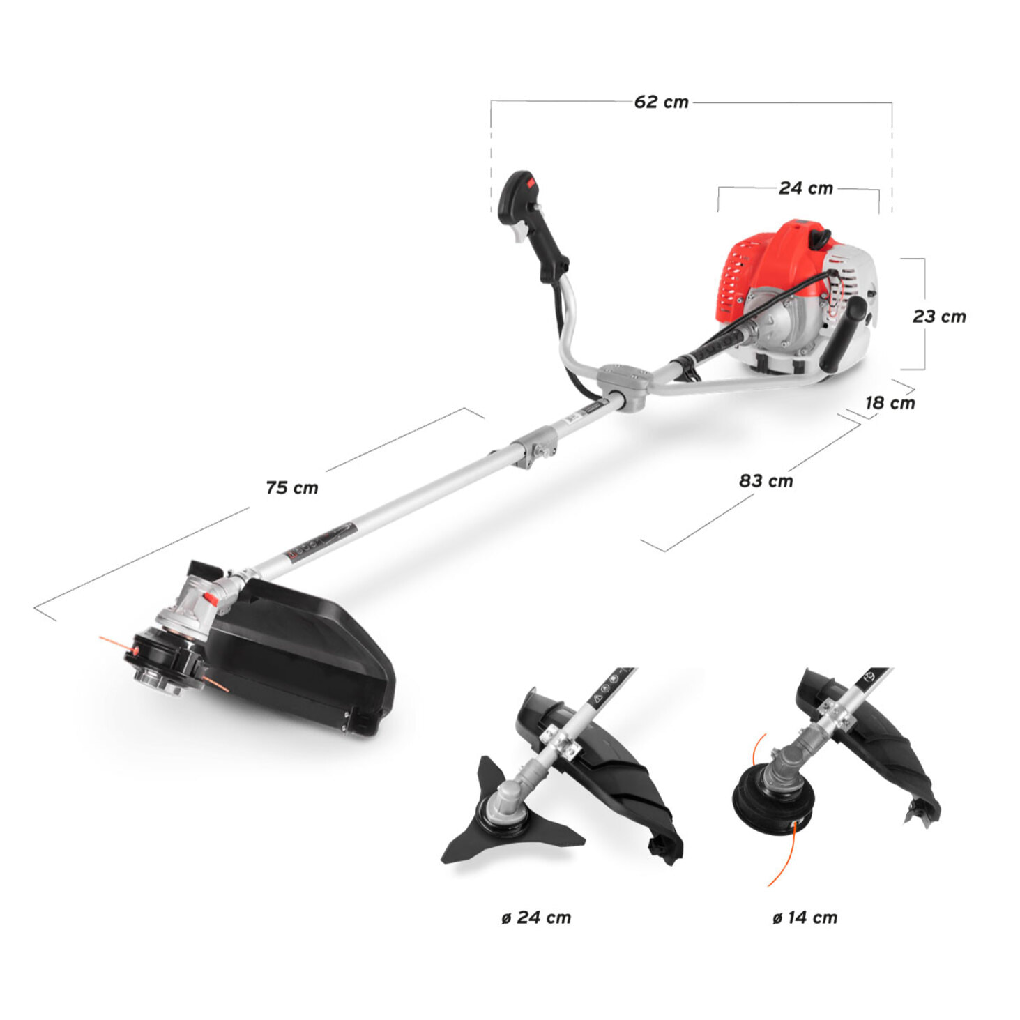 Desbrozadora de gasolina motor de 2 tiempos de 65cc y 4.9cv - Greencut GGT650XE-2