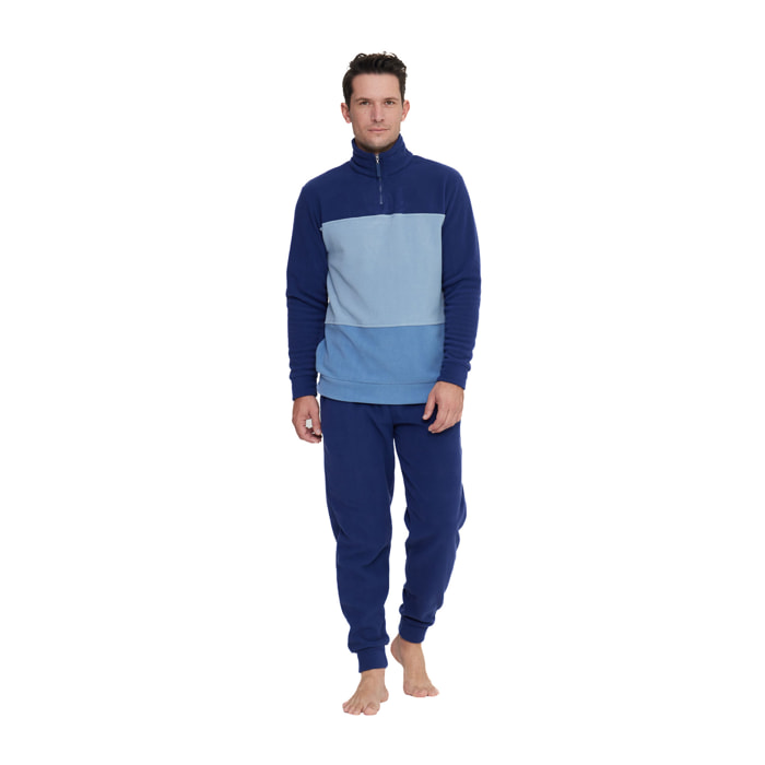 Pigiama uomo danny in pile con collo alto e zip Noidinotte