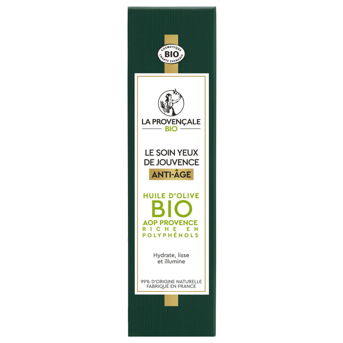 La Provençale Oleo-Jeunesse - Soin Yeux Booster d'Hydratation Anti-âge - Omégas d'huile d'Olive verte - 15ml