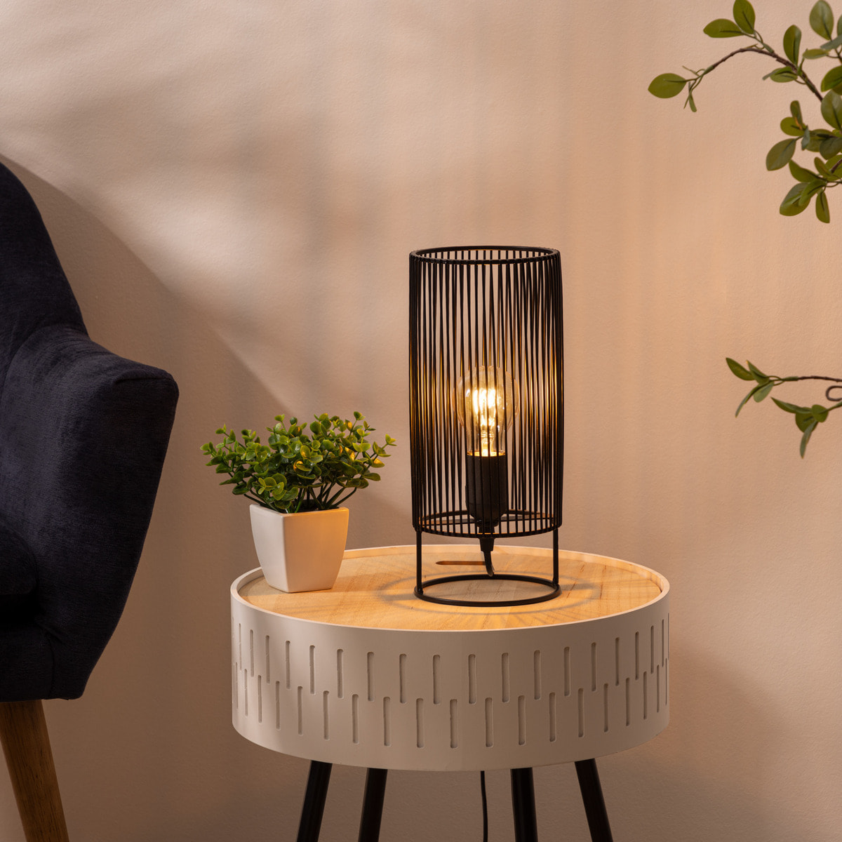 Lampe à poser "Nora" - noir - métal H30 cm