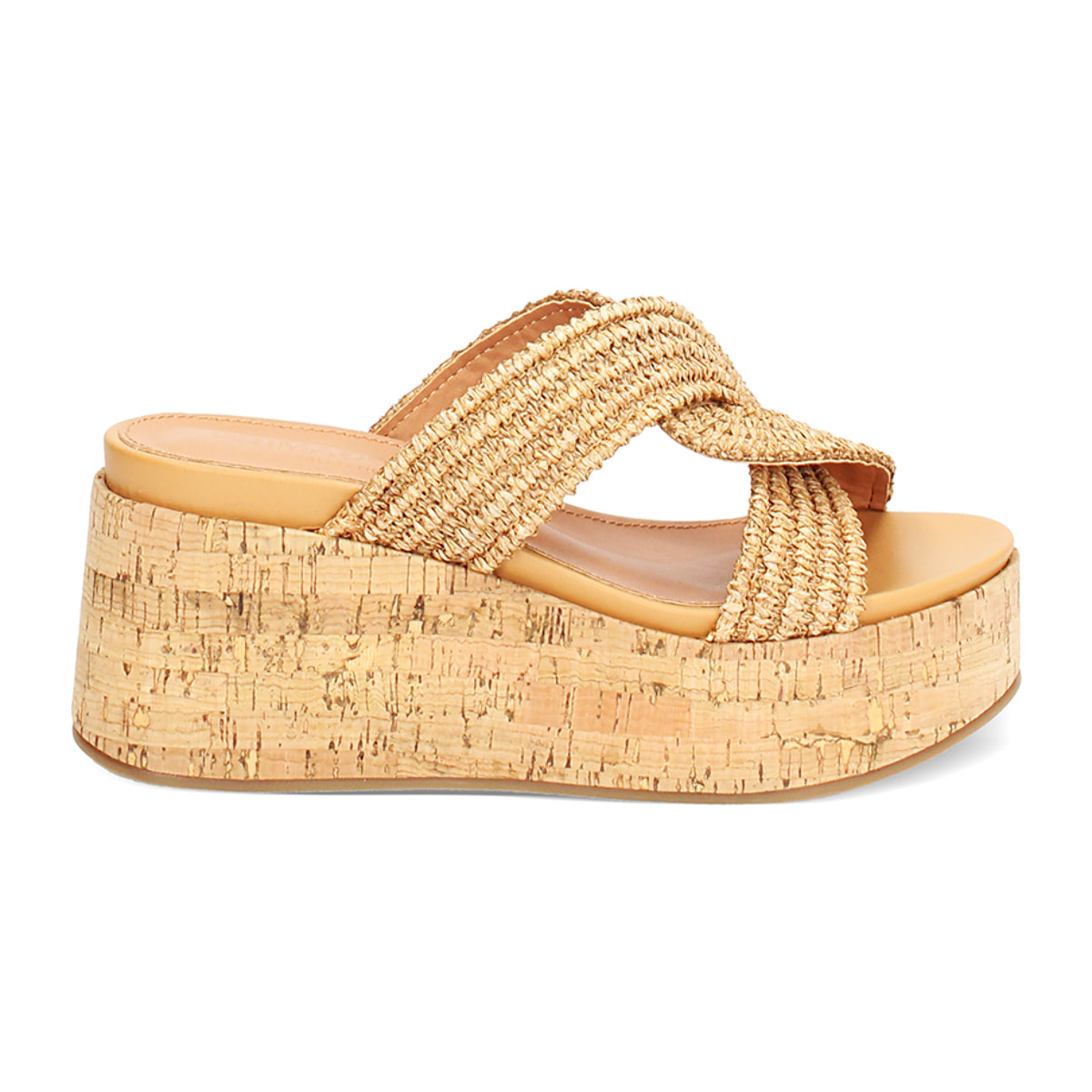 Zeppe donna cognac in raffia