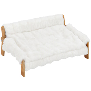 Canapé chien style nordique bois fourrure 70L x 47l x 30H cm