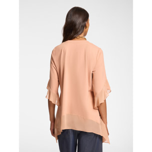 Elena Mirò - T-shirt con bordi in georgette - Rosa cipria