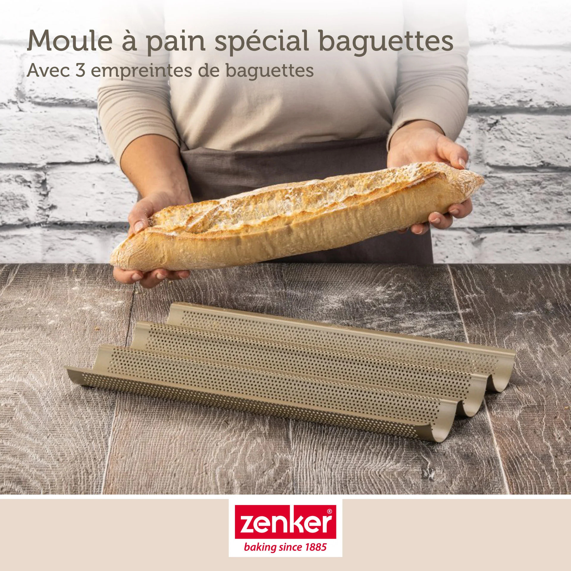 Moule à baguette 3 empreintes 38 x 27 cm Zenker Mojave Gold