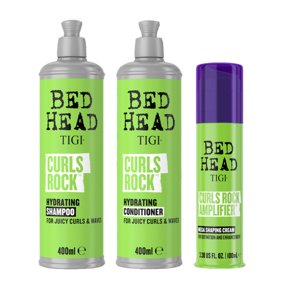 TIGI Kit Bed Head Curls Rock Hydrating Shampoo 400ml + Conditioner 400ml + Curls Rock 100ml