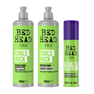 TIGI Kit Bed Head Curls Rock Hydrating Shampoo 400ml + Conditioner 400ml + Curls Rock 100ml