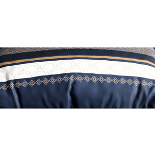 Parure housse de couette coton bleu