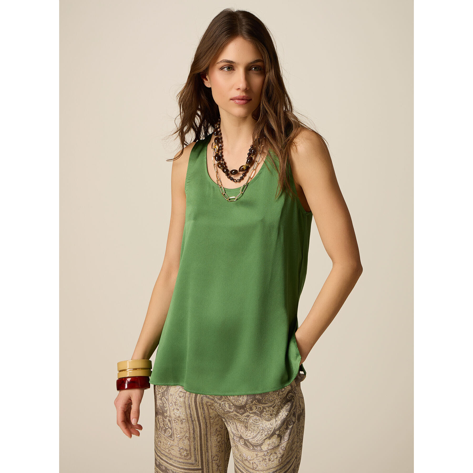 Oltre - Top bimaterico - Verde