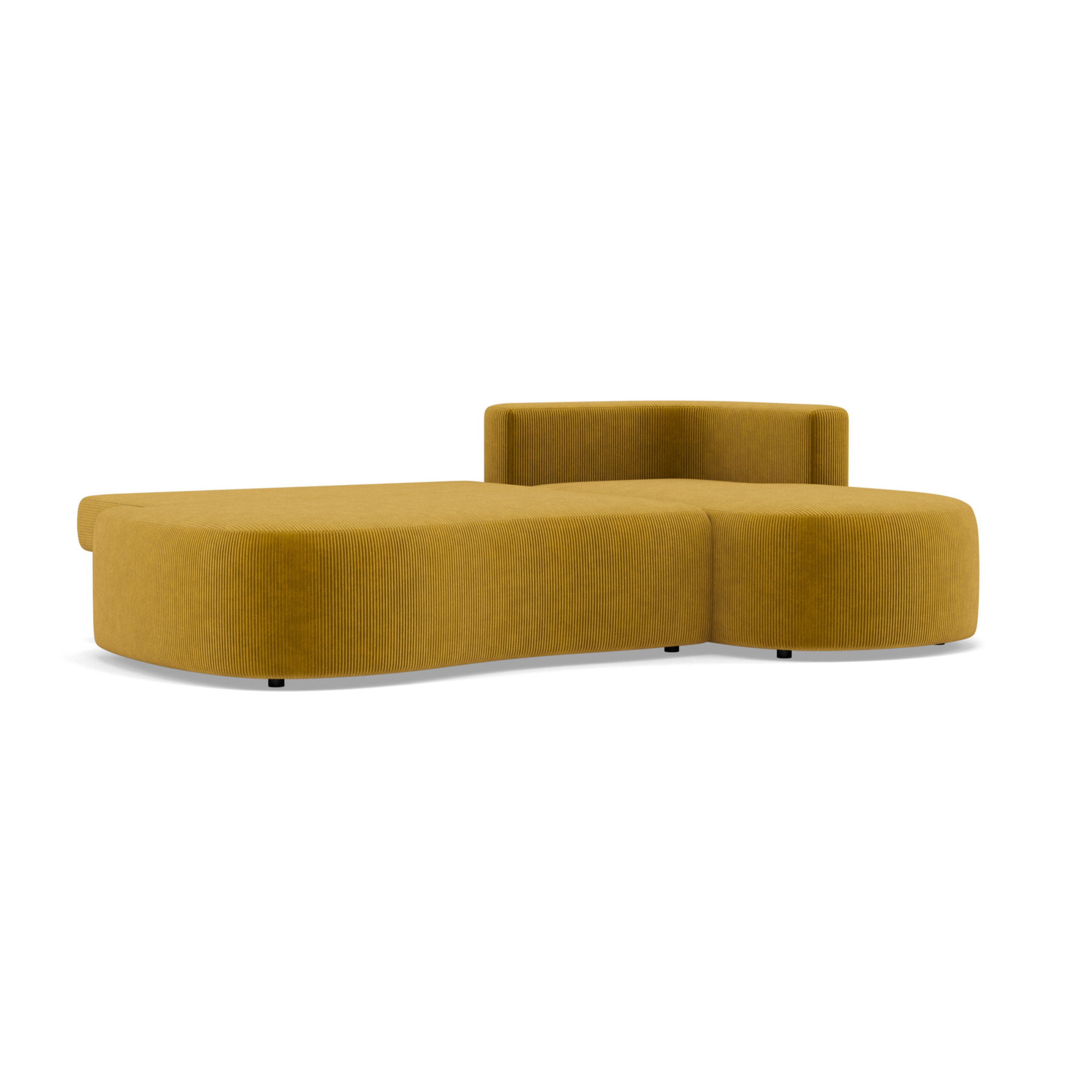 Mahina - canapé d'angle droit 4 places convertible avec coffre en velours côtelé - Jaune