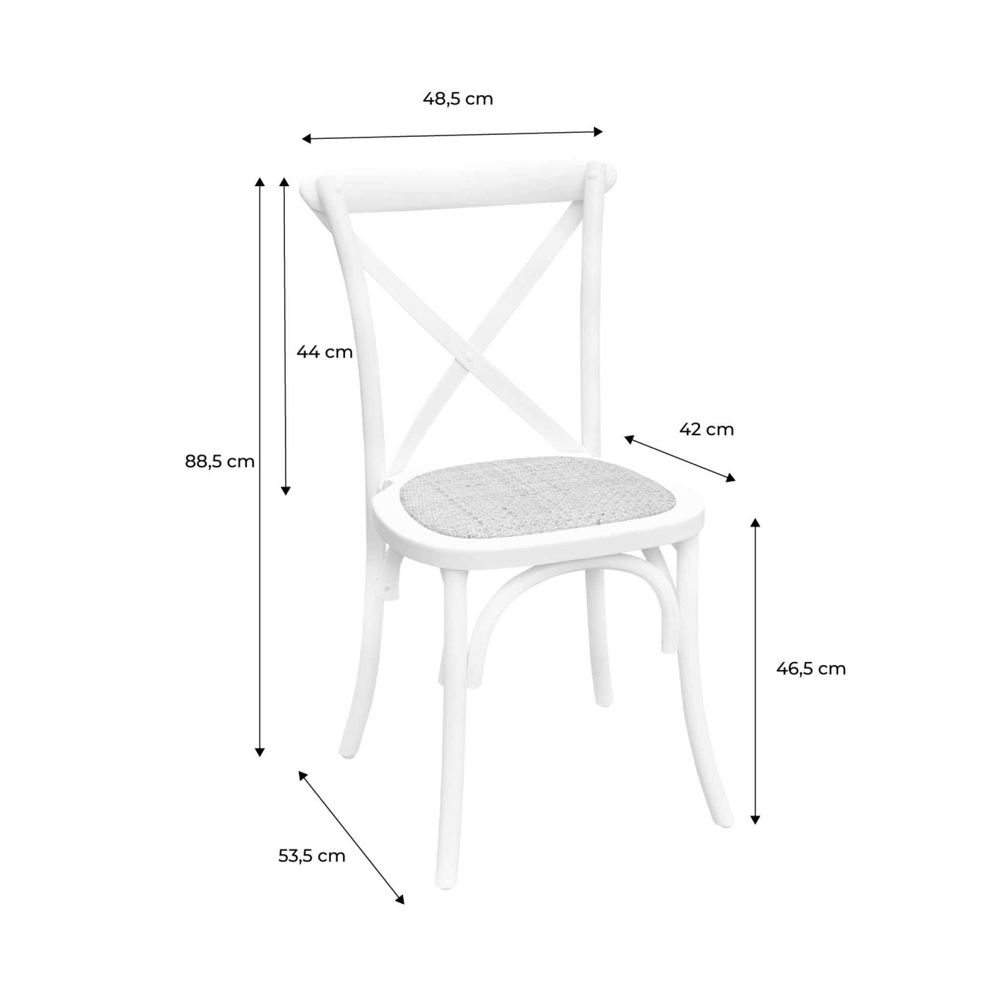 Lot de 2 chaises de bistrot en bois de cédrèle naturel. vintage. assise en rotin. empilables