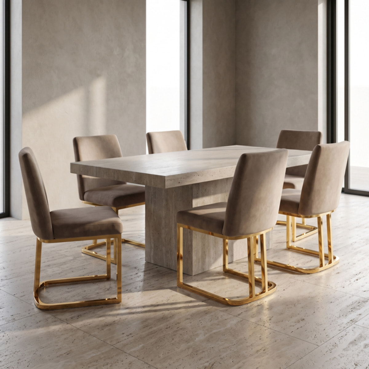 Sedia Imbottita in Effetto Velluto con Gambe Oro, Design Moderno ed Elegante per Sala da Pranzo, Cucina, Soggiorno, Studio e Ufficio