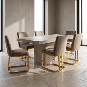 Sedia Imbottita in Effetto Velluto con Gambe Oro, Design Moderno ed Elegante per Sala da Pranzo, Cucina, Soggiorno, Studio e Ufficio