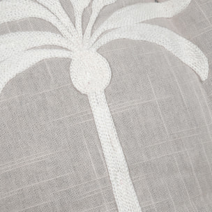 Galette de chaise brodée motif palmier - Gris
