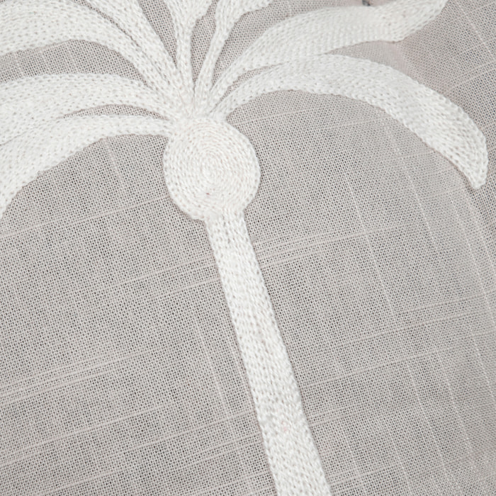 Galette de chaise brodée motif palmier - Gris